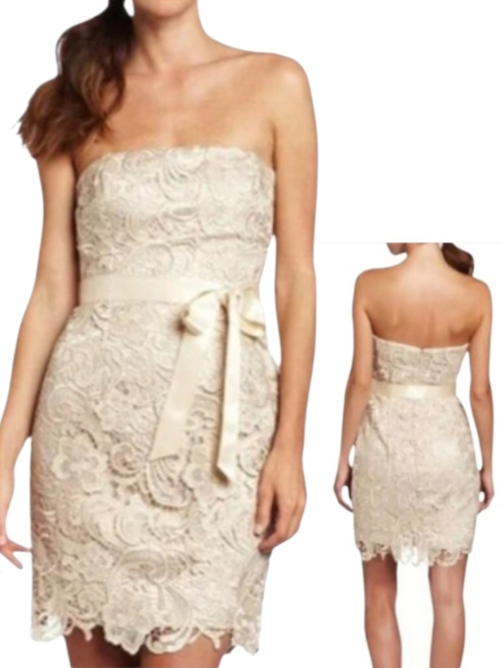 Adrianna Papell Lace Strapless Cocktail Sheath Dress